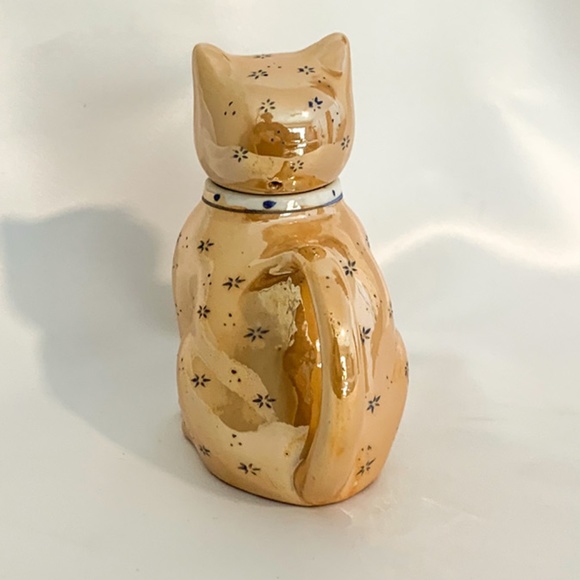 Vintage Maneki Neko Chinese Iridescent Lucky Cat Teapot - Picture 4 of 10